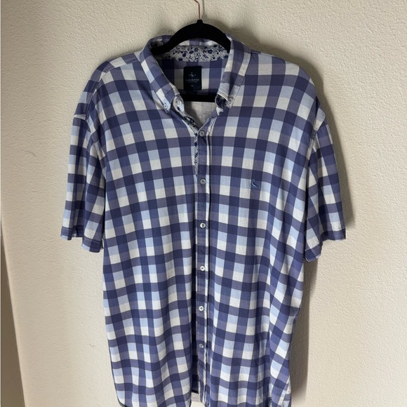 Casual Blue and White Plaid Men's Shirt - Picture 1 of 3
